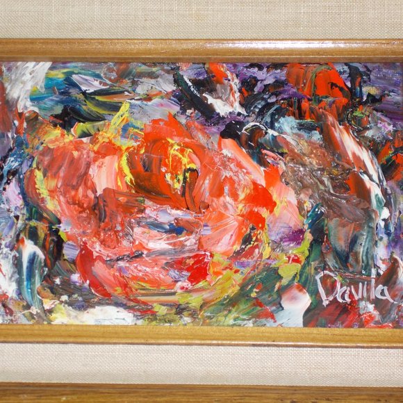 Original "Rose Infinity" oil palette knife painting by Davila, signed 5"x7" - Picture 4 of 4